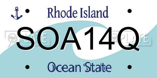 SOA14Q Rhode Island License Plate