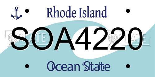 SOA4220 Rhode Island License Plate
