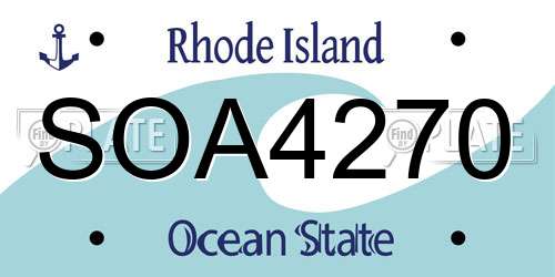 SOA4270 Rhode Island License Plate