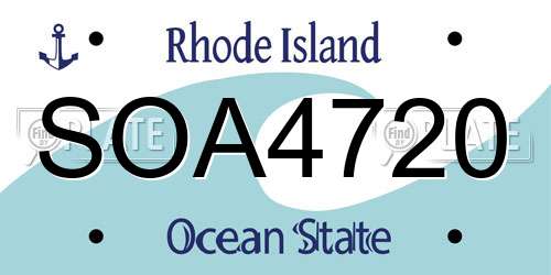 SOA4720 Rhode Island License Plate