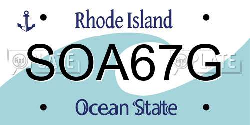 SOA67G Rhode Island License Plate