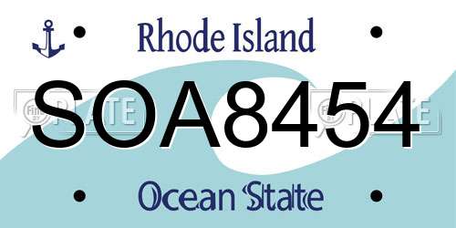 SOA8454 Rhode Island License Plate
