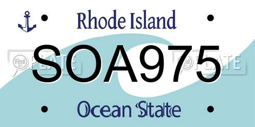 SOA975 Rhode Island License Plate