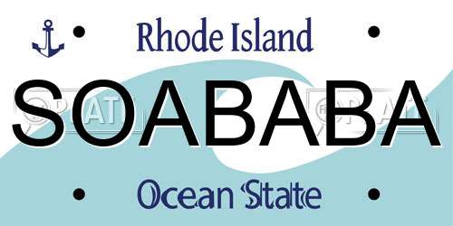 SOABABA Rhode Island License Plate