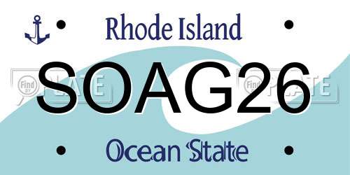 SOAG26 Rhode Island License Plate