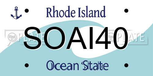 SOAI40 Rhode Island License Plate