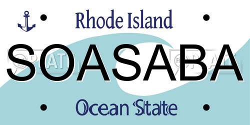 SOASABA Rhode Island License Plate