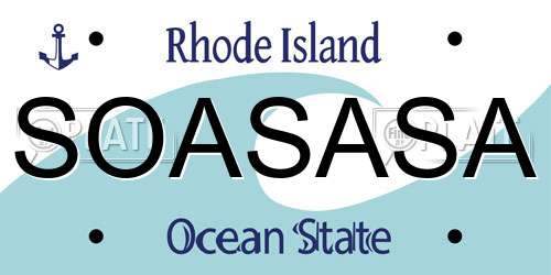 SOASASA Rhode Island License Plate