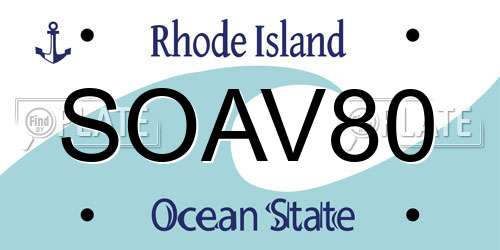 SOAV80 Rhode Island License Plate