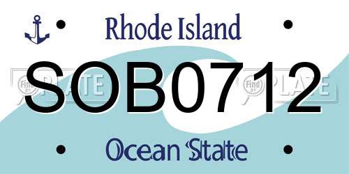 SOB0712 Rhode Island License Plate