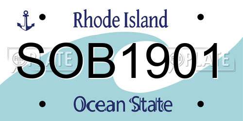 SOB1901 Rhode Island License Plate