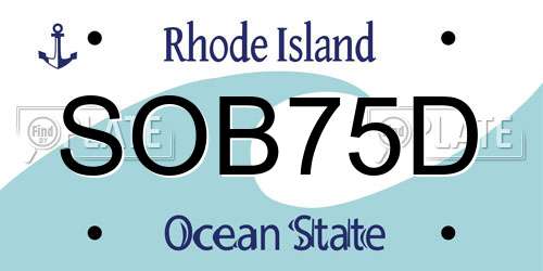 SOB75D Rhode Island License Plate