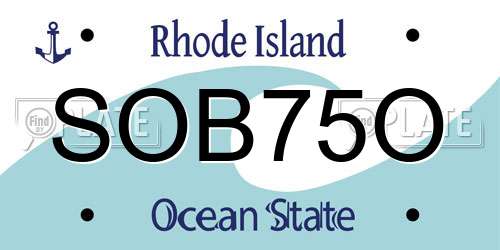 SOB75O Rhode Island License Plate
