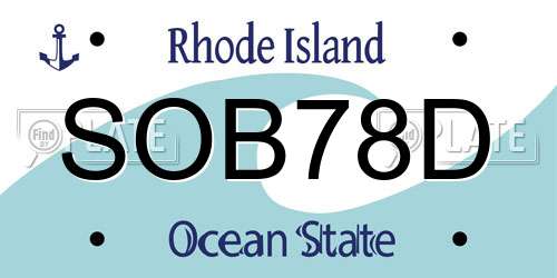 SOB78D Rhode Island License Plate
