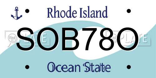 SOB78O Rhode Island License Plate