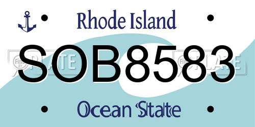 SOB8583 Rhode Island License Plate