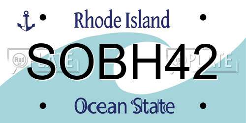 SOBH42 Rhode Island License Plate