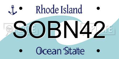 SOBN42 Rhode Island License Plate