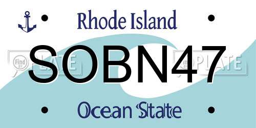 SOBN47 Rhode Island License Plate