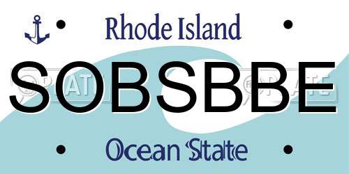 SOBSBBE Rhode Island License Plate