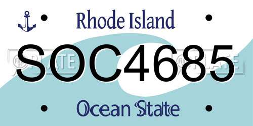 SOC4685 Rhode Island License Plate