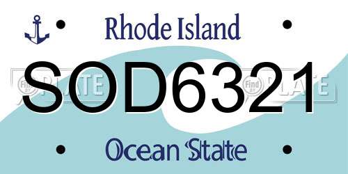 SOD6321 Rhode Island License Plate