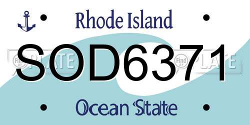 SOD6371 Rhode Island License Plate