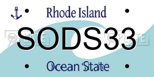 SODS33 Rhode Island License Plate