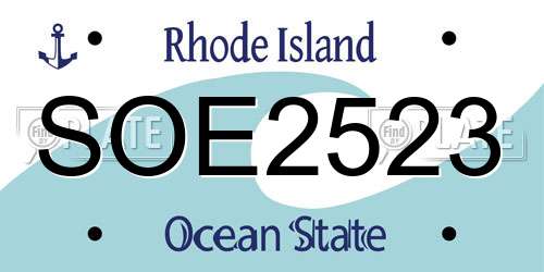 SOE2523 Rhode Island License Plate