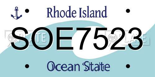 SOE7523 Rhode Island License Plate