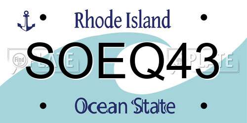 SOEQ43 Rhode Island License Plate