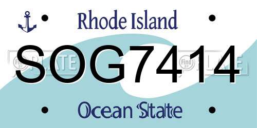 SOG7414 Rhode Island License Plate