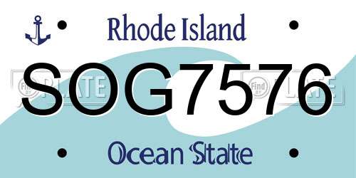 SOG7576 Rhode Island License Plate
