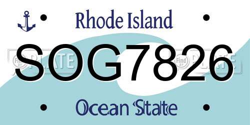 SOG7826 Rhode Island License Plate
