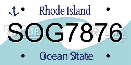 SOG7876 Rhode Island License Plate