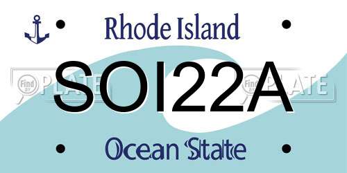 SOI22A Rhode Island License Plate