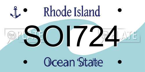 SOI724 Rhode Island License Plate
