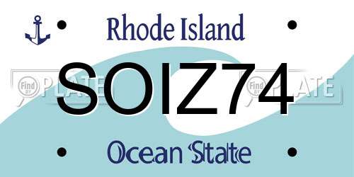SOIZ74 Rhode Island License Plate