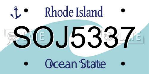 SOJ5337 Rhode Island License Plate