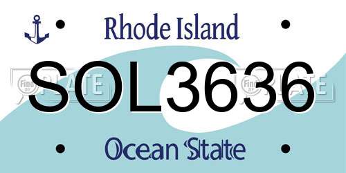 SOL3636 Rhode Island License Plate