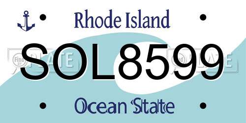 SOL8599 Rhode Island License Plate