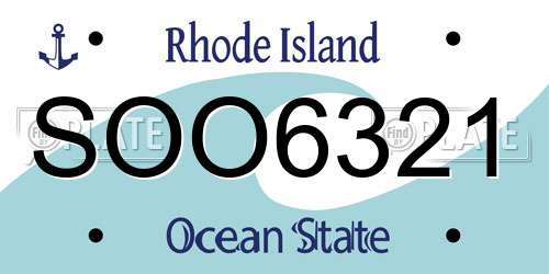 SOO6321 Rhode Island License Plate