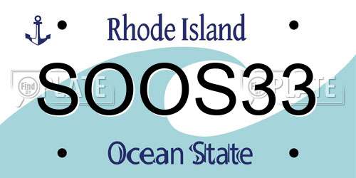 SOOS33 Rhode Island License Plate