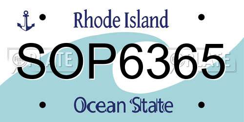 SOP6365 Rhode Island License Plate