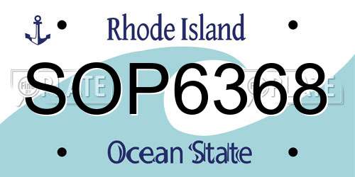 SOP6368 Rhode Island License Plate