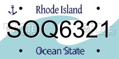 SOQ6321 Rhode Island License Plate