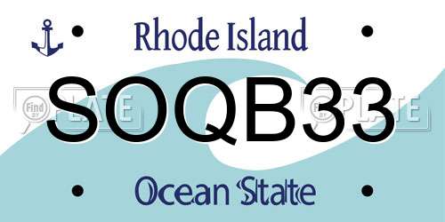 SOQB33 Rhode Island License Plate
