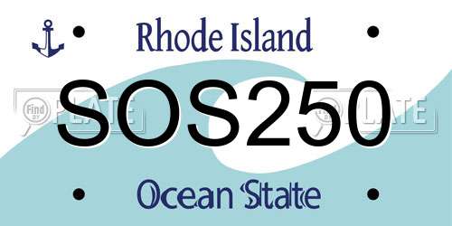 SOS250 Rhode Island License Plate