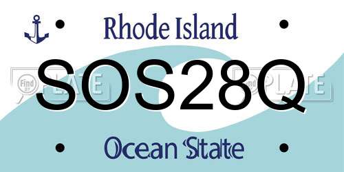 SOS28Q Rhode Island License Plate