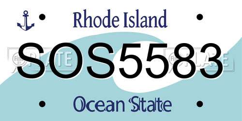 SOS5583 Rhode Island License Plate